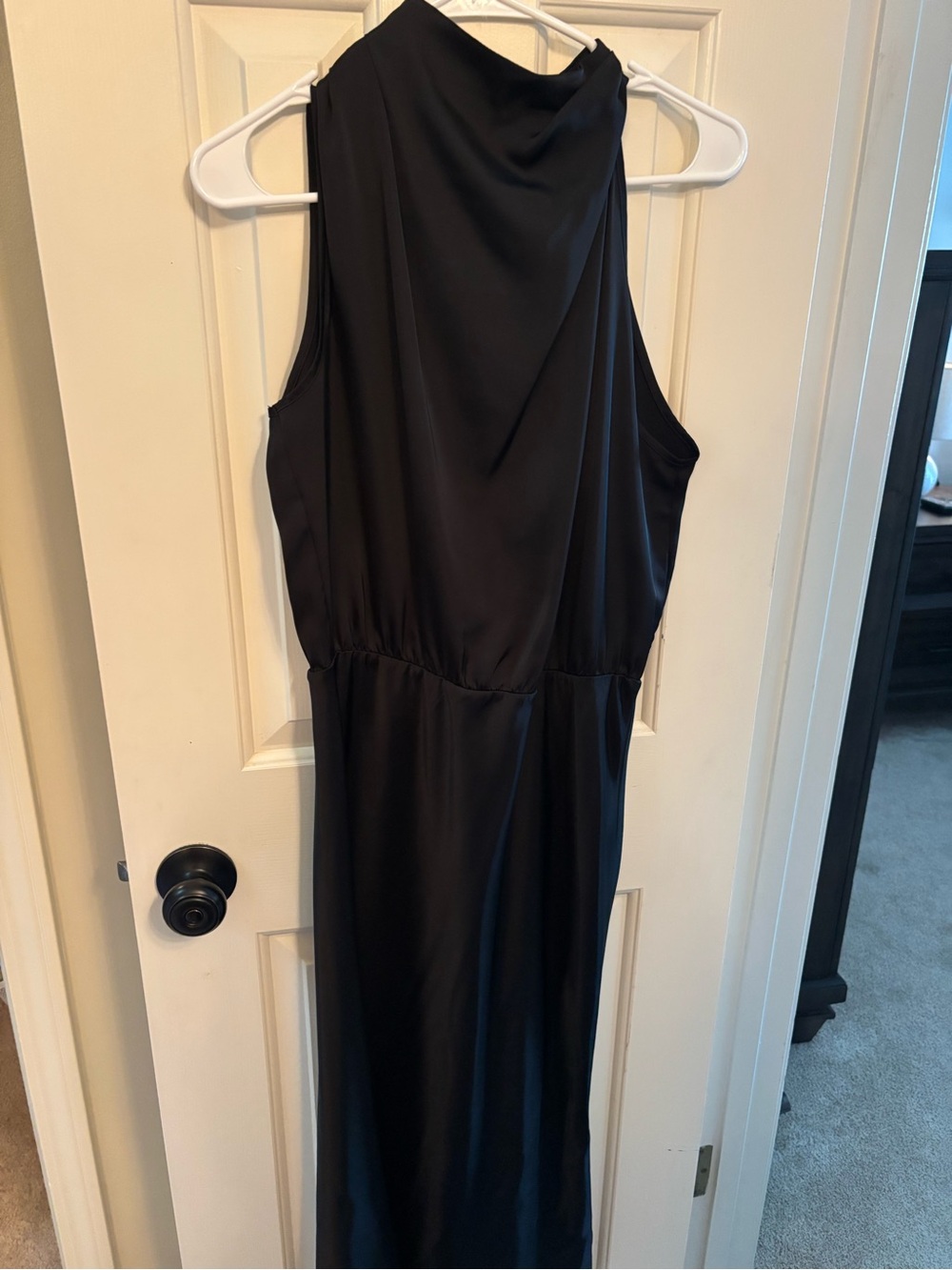 Classic Black Sleeveless Maxi silk cocktail Dress